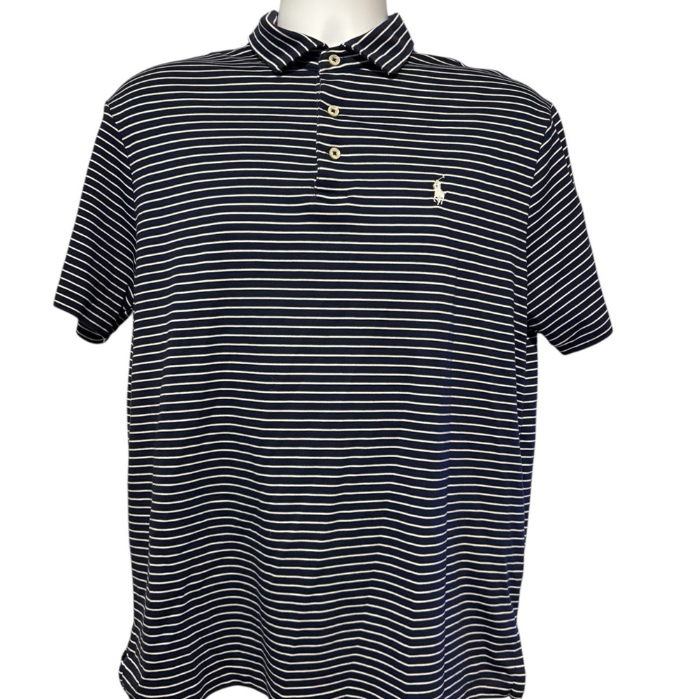 Men’s Polo Ralph Lauren Navy and White Striped Polo Shirt L